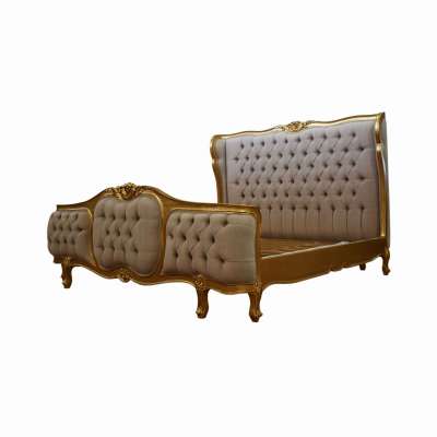 Versailles Curved Luxury Upholstered Gold Bed Furniture