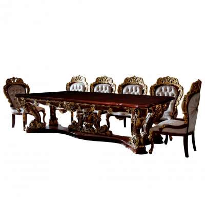 Luxury Heavy Carved Royal Dining Table Set 10 Chairs